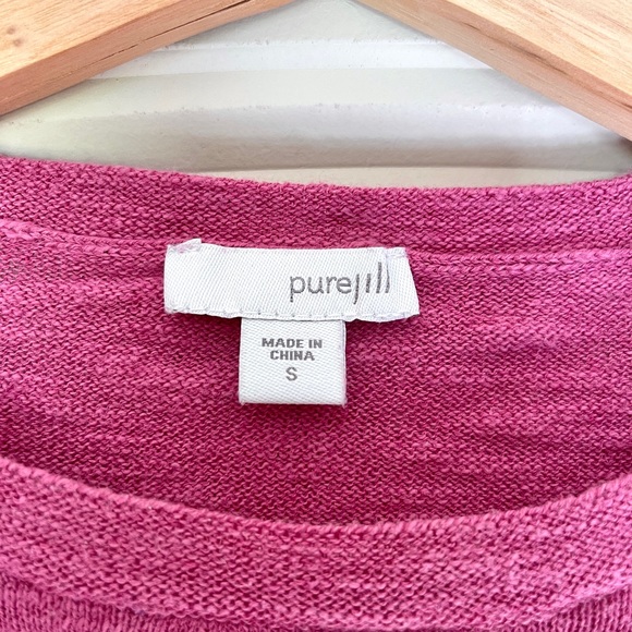 J. Jill Purejill Pink Linen Cotton Blend 3/4 Sleeve Boxy Tee with Pockets Small - Picture 5 of 6